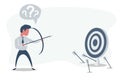 Businessman shooting arrow. Missed the target. Royalty Free Stock Photo