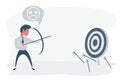 Businessman shooting arrow. Missed the target. Royalty Free Stock Photo