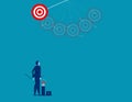 Businessman shooting arrows missing target. Concept business vector illustration.