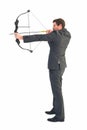 Businessman shooting a bow and arrow