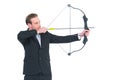 Businessman shooting a bow and arrow