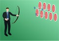 Businessman shooting three arrow multiple target Royalty Free Stock Photo