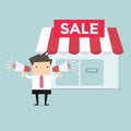 Businessman shop promotion Royalty Free Stock Photo