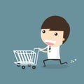 Businessman shopping with cart