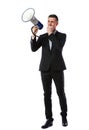 Businessman shout through megaphon Royalty Free Stock Photo