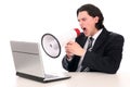 Businessman shouting through megaphone Royalty Free Stock Photo