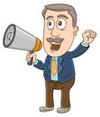 Businessman - Shouting with megaphone