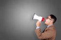 Businessman Shouting with Megaphone Royalty Free Stock Photo