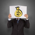 Businessman show book and dollar Royalty Free Stock Photo