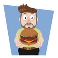 Businessman Show Hamburger Color Illustration