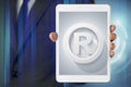 Businessman show screen about copyrights Royalty Free Stock Photo