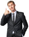 Businessman showing Call me sign Royalty Free Stock Photo