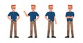 Businessman showing different gestures character vector design