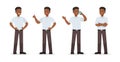 Businessman showing different gestures character vector design. no10