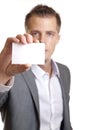 Businessman showing an empty business card Royalty Free Stock Photo