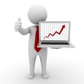 Businessman showing growth graph from laptop Royalty Free Stock Photo