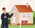 Businessman showing a house for sale