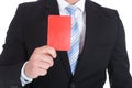 Businessman showing red card
