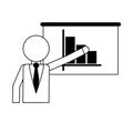 Businessman showing statistics on whiteboard black and white Royalty Free Stock Photo