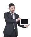 Businessman showing tablet Royalty Free Stock Photo