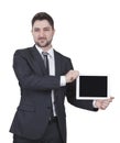 Businessman showing tablet Royalty Free Stock Photo