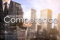 Businessman showing text by his hand: Competence Royalty Free Stock Photo