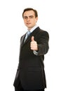 Businessman showing thumb-up. Isolated on white. Royalty Free Stock Photo