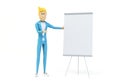 businessman showing white board