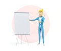 businessman showing white board