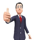 Businessman Shows Approval Represents Thumbs Up And Agreement