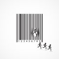 Businessman sign with dilapidation barcode. Cartoon,business concept.