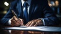 Businessman signing a contract, close-up. Business concept Royalty Free Stock Photo