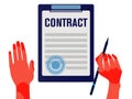 Businessman signing contract. Close-up of corporate managers working on agreement.