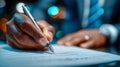 Businessman signing contract document during professional meeting Royalty Free Stock Photo