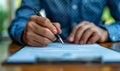 Businessman Signing Contract with a Pen. Generative ai Royalty Free Stock Photo