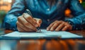 Businessman Signing Contract with a Pen. Generative ai Royalty Free Stock Photo