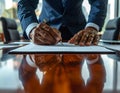 Businessman Signing Document in Office Conference Room Royalty Free Stock Photo