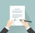 Businessman signing document vector, hands holding contract signed legal agreement Royalty Free Stock Photo