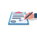 Businessman signs a contract. Clipboard with documents Royalty Free Stock Photo