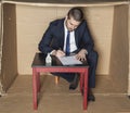 Businessman signs a contract insurance on the house Royalty Free Stock Photo