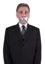 Businessman Silenced Duct Tape Over Mouth, Silence Royalty Free Stock Photo