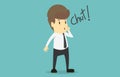 Businessman silent quiet gesture with finger.Cartoon of business