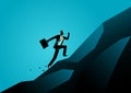 Businessman Silhouette Running Uphill Royalty Free Stock Photo