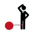 Businessman silhouette with Slave shackle