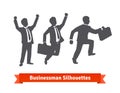 Businessman silhouettes. Happy and stepping up