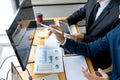 businessman sit at ther table looking at computer