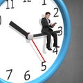 Businessman sitting on clock pointer Royalty Free Stock Photo