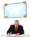 Businessman sitting at desk with copy space Royalty Free Stock Photo