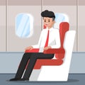 Businessman sitting and relax on the plane. Royalty Free Stock Photo