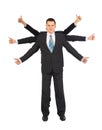 Businessman with six hands shows gesture ok Royalty Free Stock Photo